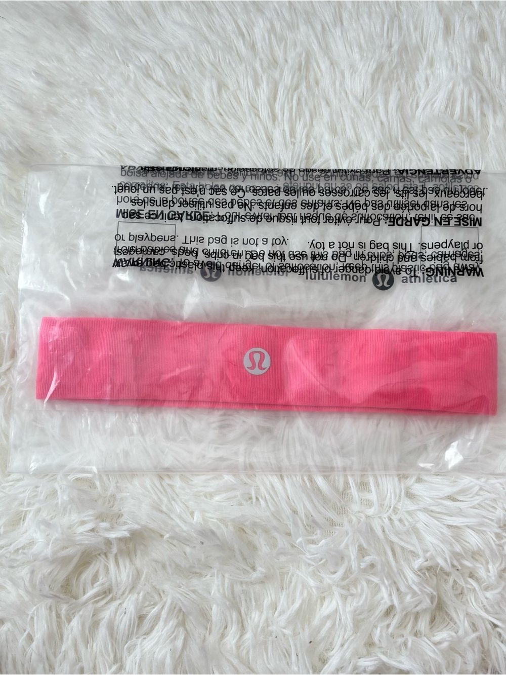 lululemon athletica Pink Reflective Logo Headband